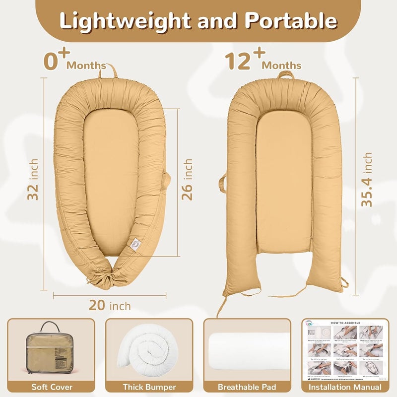 EAQ Baby Lounger, Infant Lounger for Newborn,Portable Baby Nest Cover Breathable & Soft, Newborn Essentials - Image 2